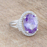 Melanie 5.95ct Amethyst CZ Rhodium Cocktail Ring - JGI - Flyclothing LLC