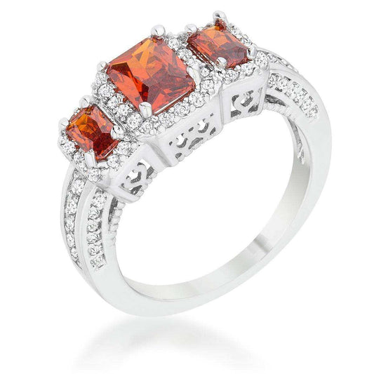 Rita 2.3ct Garnet CZ Rhodium Classic Trio Ring - JGI - Flyclothing LLC