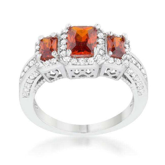 Rita 2.3ct Garnet CZ Rhodium Classic Trio Ring - JGI - Flyclothing LLC