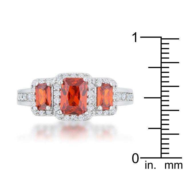 Rita 2.3ct Garnet CZ Rhodium Classic Trio Ring - JGI - Flyclothing LLC