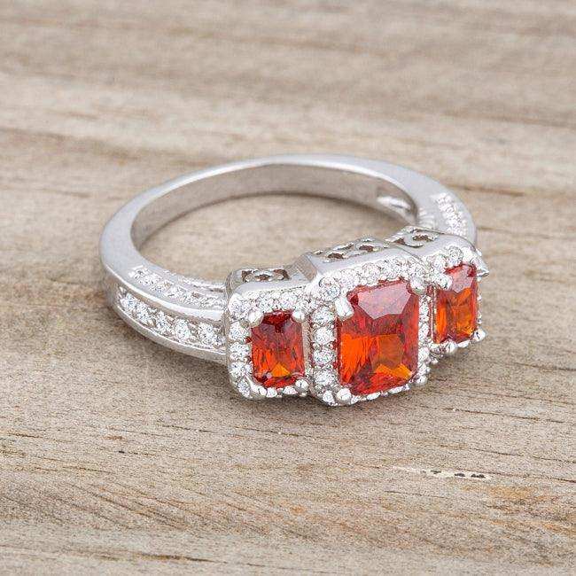 Rita 2.3ct Garnet CZ Rhodium Classic Trio Ring - JGI - Flyclothing LLC