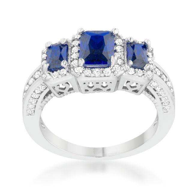 Rita 2.3ct Sapphire CZ Rhodium Classic Trio Ring - JGI - Flyclothing LLC