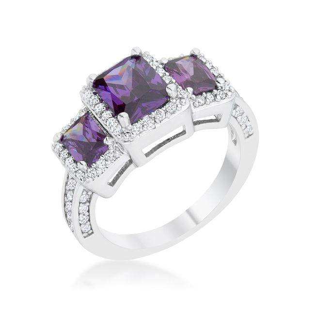 Rita 2.3ct Amethyst CZ Rhodium Classic Trio Ring - JGI - Flyclothing LLC