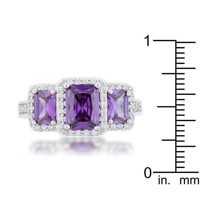 Rita 2.3ct Amethyst CZ Rhodium Classic Trio Ring - JGI - Flyclothing LLC