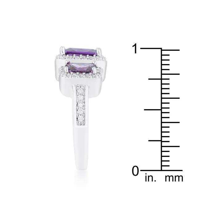 Rita 2.3ct Amethyst CZ Rhodium Classic Trio Ring - JGI - Flyclothing LLC
