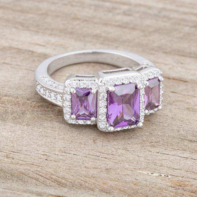 Rita 2.3ct Amethyst CZ Rhodium Classic Trio Ring - JGI - Flyclothing LLC