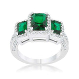 Rita 2.3ct Emerald CZ Rhodium Classic Trio Ring - JGI - Flyclothing LLC