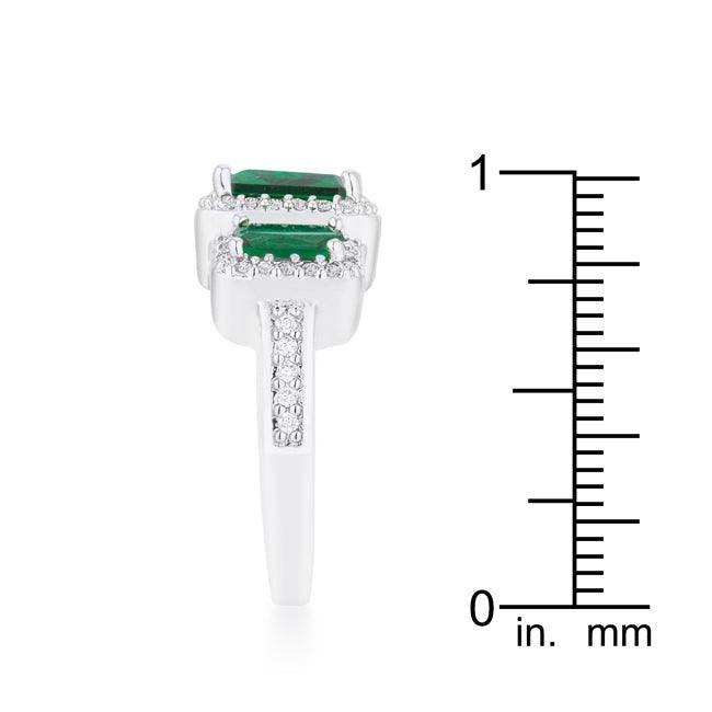 Rita 2.3ct Emerald CZ Rhodium Classic Trio Ring - JGI - Flyclothing LLC