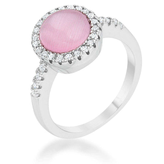 Patricia 0.3ct CZ Pink Cats Eye Rhodium Classic Ring - JGI - Flyclothing LLC