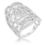 Rosa 1.25ct CZ Rhodium Filigree Cocktail Ring - JGI - Flyclothing LLC