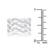 Contemporary 0.88ct CZ Rhodium Twist Wide Cocktail Ring - JGI - Flyclothing LLC