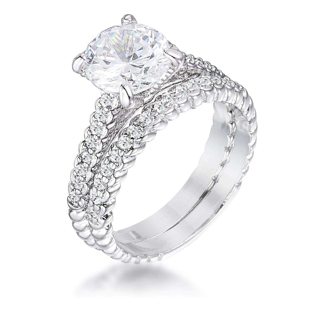 2.1Ct Rhodium Plated Baroque Style Wedding Set - JGI - Flyclothing LLC