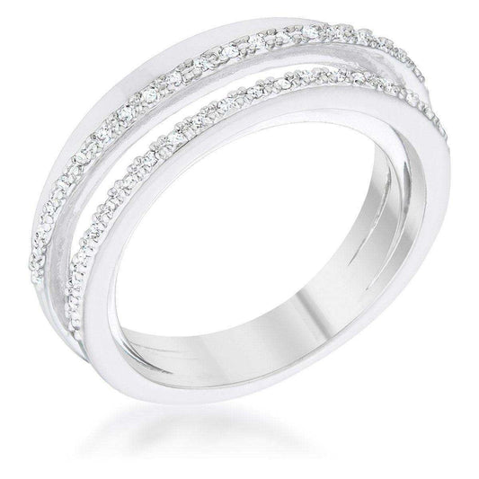 Lynn 0.25ct CZ Rhodium Twisted Trio Band Ring - JGI - Flyclothing LLC