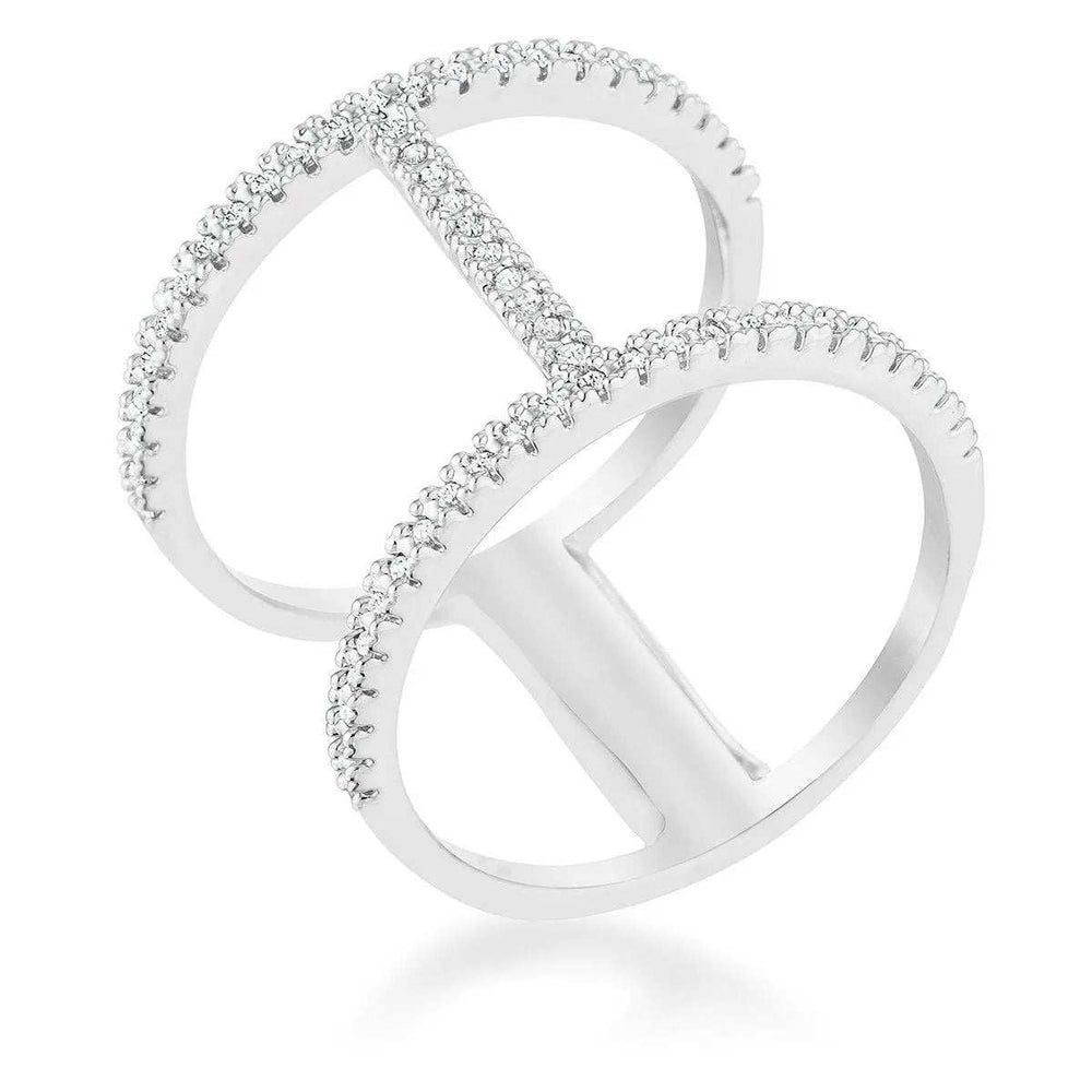 Christina 0.3ct CZ Rhodium Open Contemporary Wide Ring - JGI - Flyclothing LLC