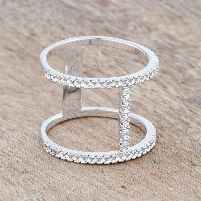 Christina 0.3ct CZ Rhodium Open Contemporary Wide Ring - JGI - Flyclothing LLC