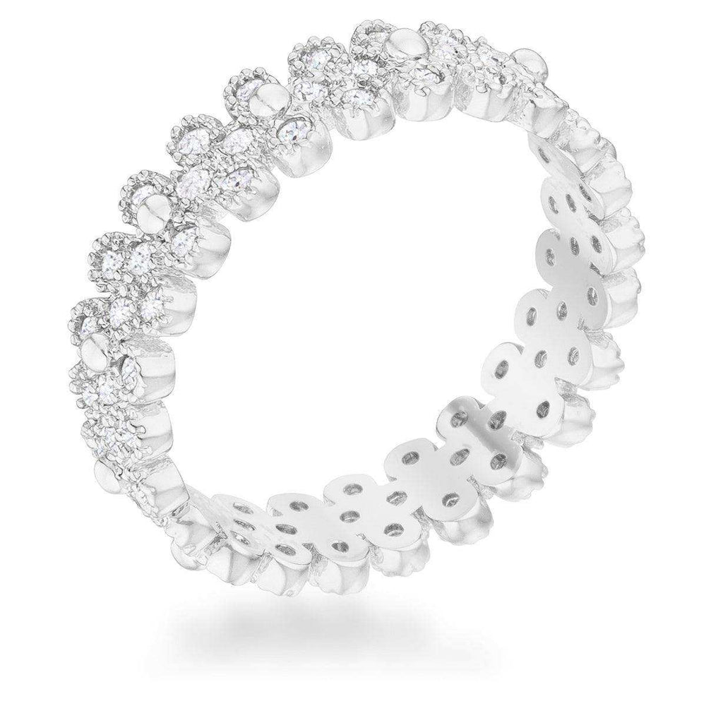 Clara 1ct CZ Rhodium Textured Bezel Set Eternity Ring - JGI - Flyclothing LLC
