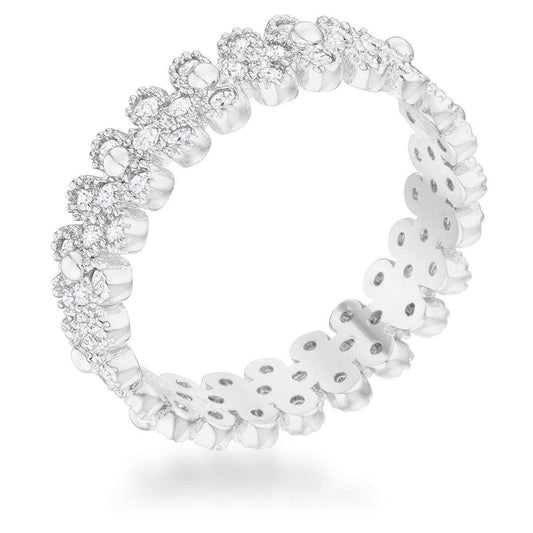 Clara 1ct CZ Rhodium Textured Bezel Set Eternity Ring - JGI - Flyclothing LLC