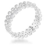 Clara 1ct CZ Rhodium Textured Bezel Set Eternity Ring - JGI - Flyclothing LLC