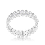 Clara 1ct CZ Rhodium Textured Bezel Set Eternity Ring - JGI - Flyclothing LLC