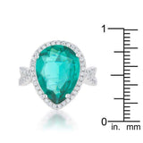 Laura 9.9ct Blue Green CZ Rhodium Classic Teardrop Ring - JGI - Flyclothing LLC