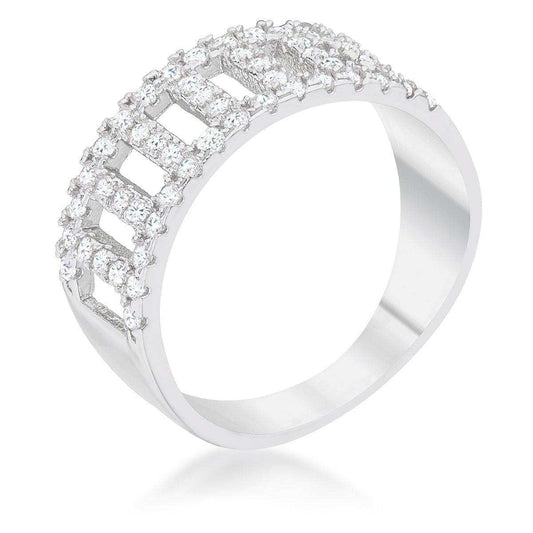 Rey 0.5ct CZ Rhodium Contemporary Band Ring - JGI - Flyclothing LLC