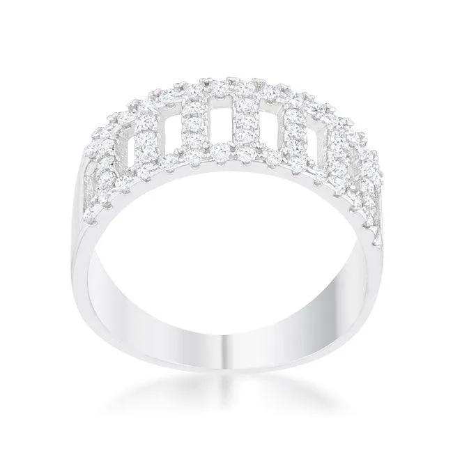 Rey 0.5ct CZ Rhodium Contemporary Band Ring - JGI - Flyclothing LLC