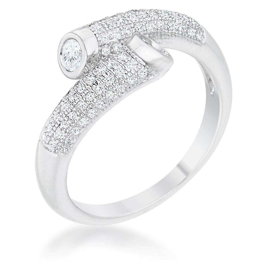 Perry 0.62ct CZ Rhodium Contemporary Wrap Ring - JGI - Flyclothing LLC