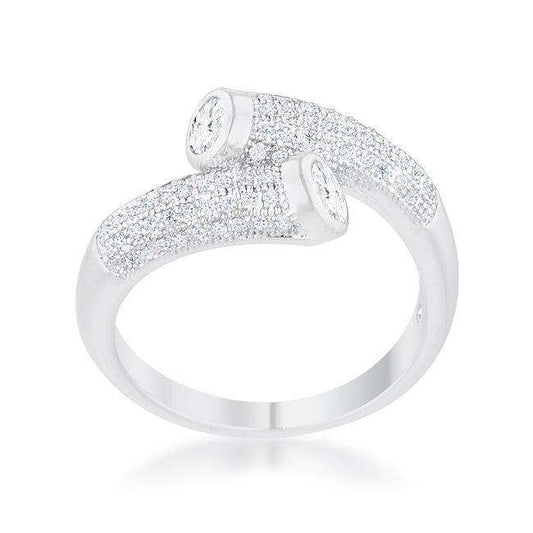 Perry 0.62ct CZ Rhodium Contemporary Wrap Ring - JGI - Flyclothing LLC