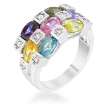 Mina 3.1ct Multicolor CZ Rhodium Cocktail Ring - JGI - Flyclothing LLC