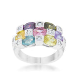 Mina 3.1ct Multicolor CZ Rhodium Cocktail Ring - JGI - Flyclothing LLC