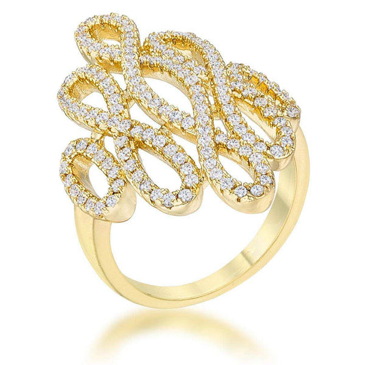 Natasha 0.94ct CZ 14k Gold Contemporary Cocktail Ring - JGI - Flyclothing LLC