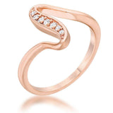 Sheryl 0.07ct CZ 14k Rose Gold Simple Wave Ring - JGI - Flyclothing LLC