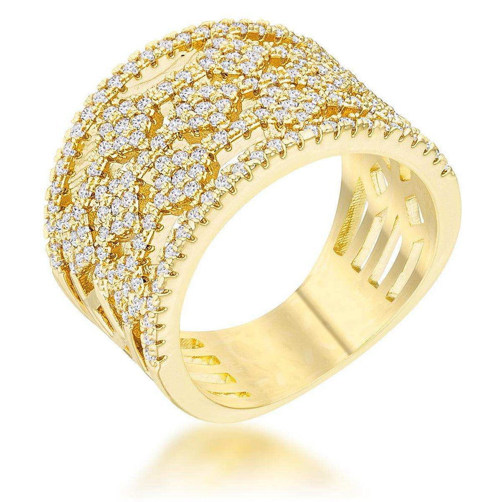 Marlene 0.6ct CZ 14k Gold Wide Band Cocktail Ring - JGI - Flyclothing LLC