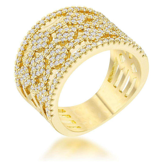 Marlene 0.6ct CZ 14k Gold Wide Band Cocktail Ring - JGI - Flyclothing LLC