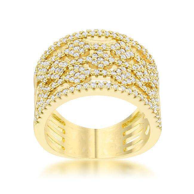 Marlene 0.6ct CZ 14k Gold Wide Band Cocktail Ring - JGI - Flyclothing LLC