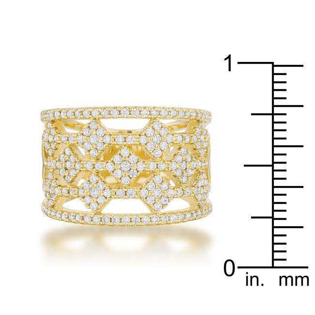 Marlene 0.6ct CZ 14k Gold Wide Band Cocktail Ring - JGI - Flyclothing LLC