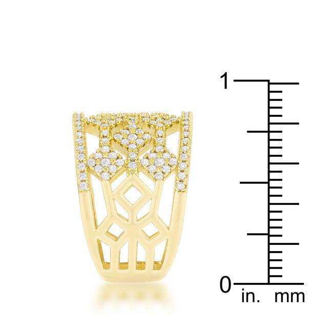Marlene 0.6ct CZ 14k Gold Wide Band Cocktail Ring - JGI - Flyclothing LLC