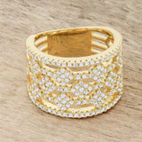 Marlene 0.6ct CZ 14k Gold Wide Band Cocktail Ring - JGI - Flyclothing LLC