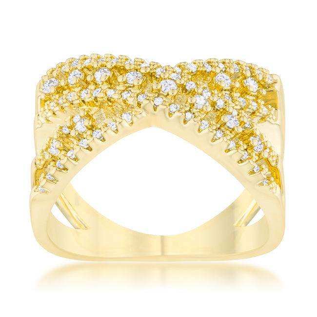 Sandy 0.37ct CZ 14k Gold Classic Criss Cross Ring - JGI - Flyclothing LLC