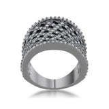 Brin 1.4ct CZ Hematite Wide Woven Style Ring - JGI - Flyclothing LLC