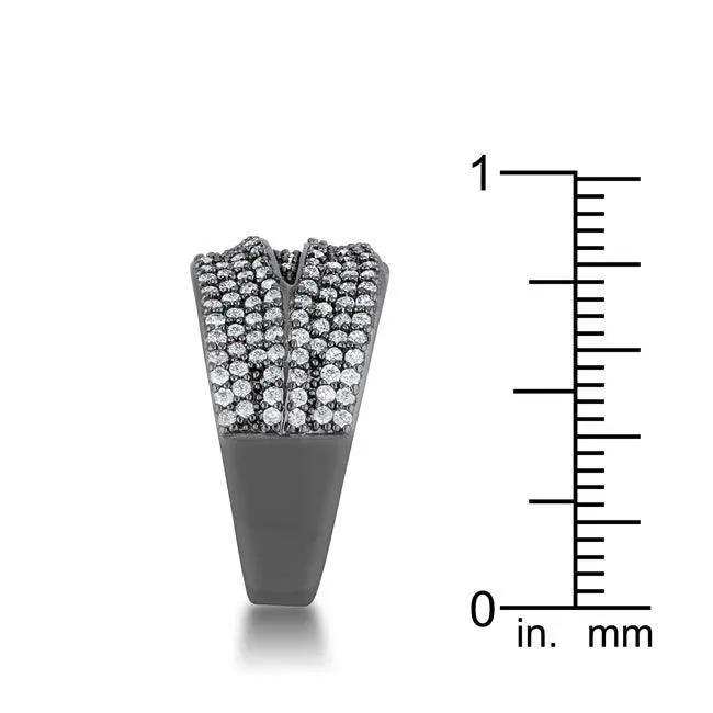 Kina 1.7ct Clear CZ Hematite Contemporary Cocktail Ring - JGI - Flyclothing LLC