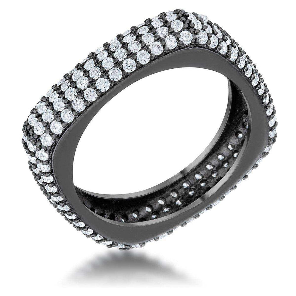 Jana 1.29ct CZ Hematite Contemporary Square Band Ring - JGI - Flyclothing LLC