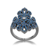 Victoria 1.23ct Sapphire CZ Hematite Filigree Cocktail Ring - JGI - Flyclothing LLC