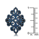 Victoria 1.23ct Sapphire CZ Hematite Filigree Cocktail Ring - JGI - Flyclothing LLC