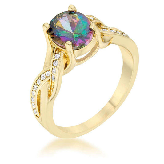 Justine 2ct Mystic CZ 14k Gold Classic Oval Ring - JGI - Flyclothing LLC