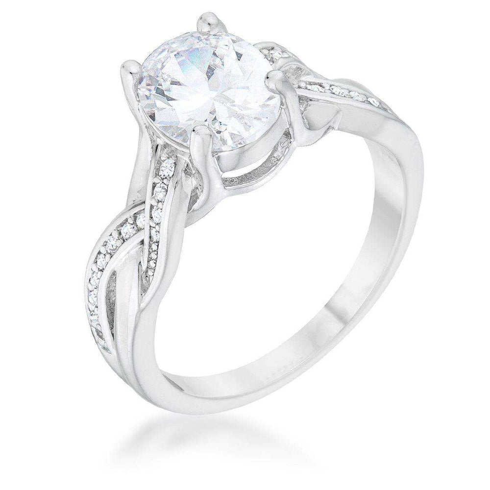 Justine 2ct CZ Rhodium Classic Oval Ring - JGI - Flyclothing LLC
