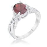 Justine 2ct Garnet CZ Rhodium Classic Oval Ring - JGI - Flyclothing LLC