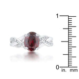 Justine 2ct Garnet CZ Rhodium Classic Oval Ring - JGI - Flyclothing LLC