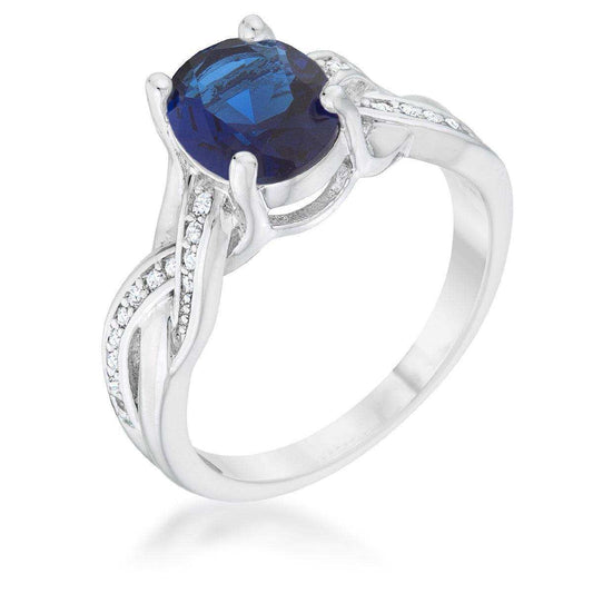 Justine 2ct Sapphire CZ Rhodium Classic Oval Ring - JGI - Flyclothing LLC