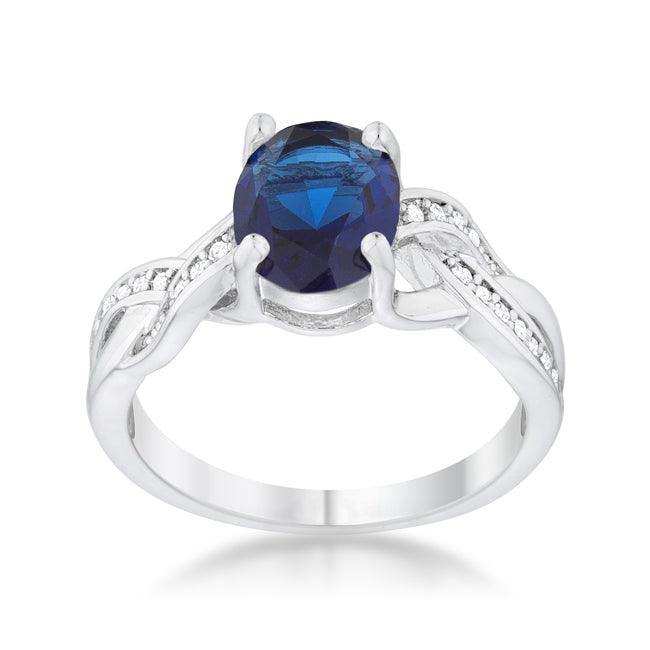 Justine 2ct Sapphire CZ Rhodium Classic Oval Ring - JGI - Flyclothing LLC